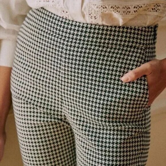 Sezane Clara Trousers High Waist Pants Houndstooth Size 40 - Picture 2 of 9
